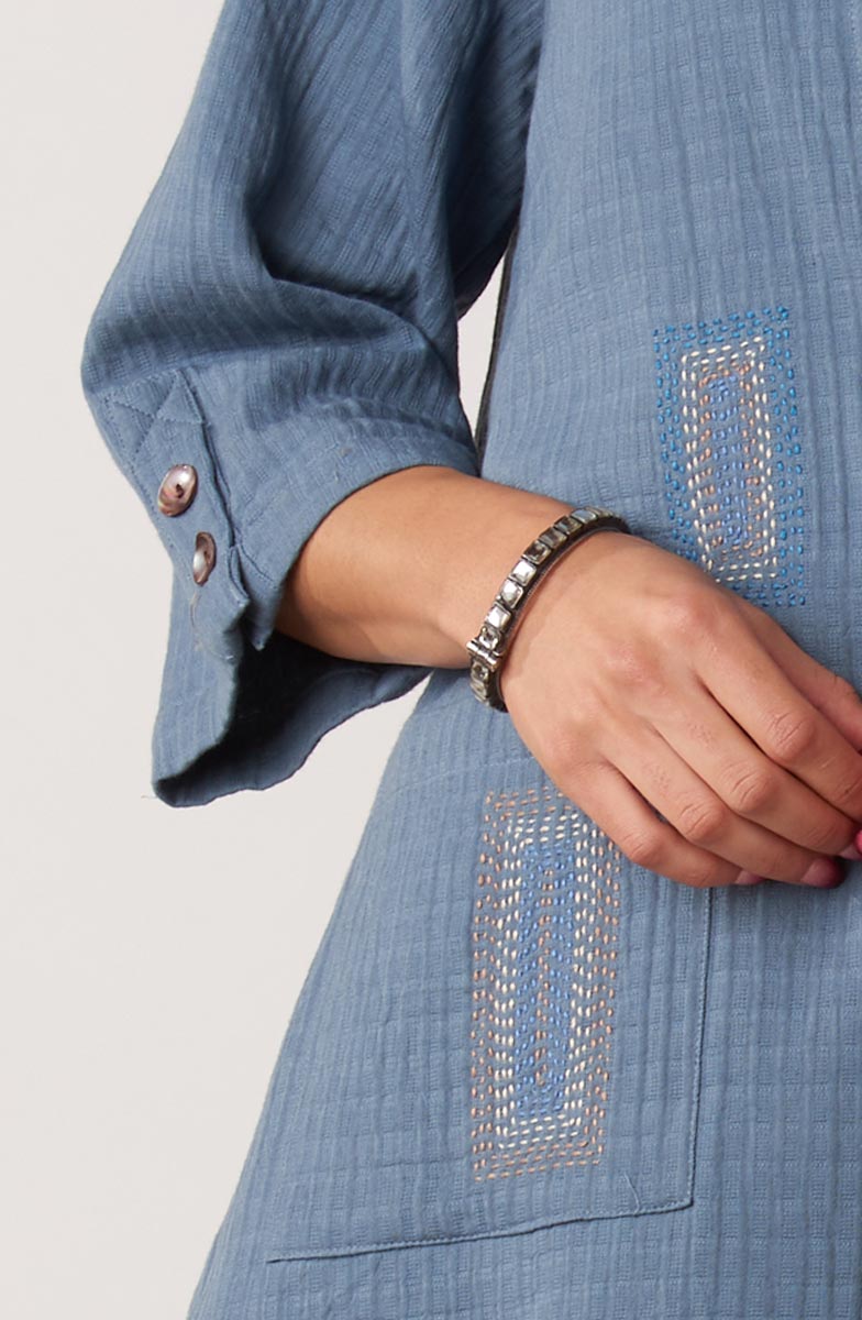Soniya Dobby Gauze Soft Dressing Jacket - Harbor blue