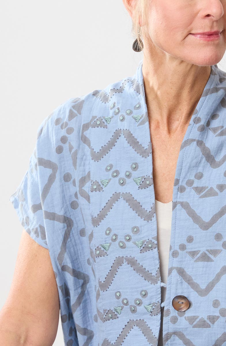 Kanai Cotton Double Gauze Jacket - Cloud blue