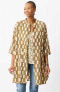 Usha Batik Print Oversized Shirt Jacket - Straw
