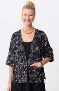 Kolkata Drop-Shoulder Batik Knit Jacket - Black
