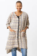 Bhadra Textured Cotton Oversized Jacket - Natural/Multi