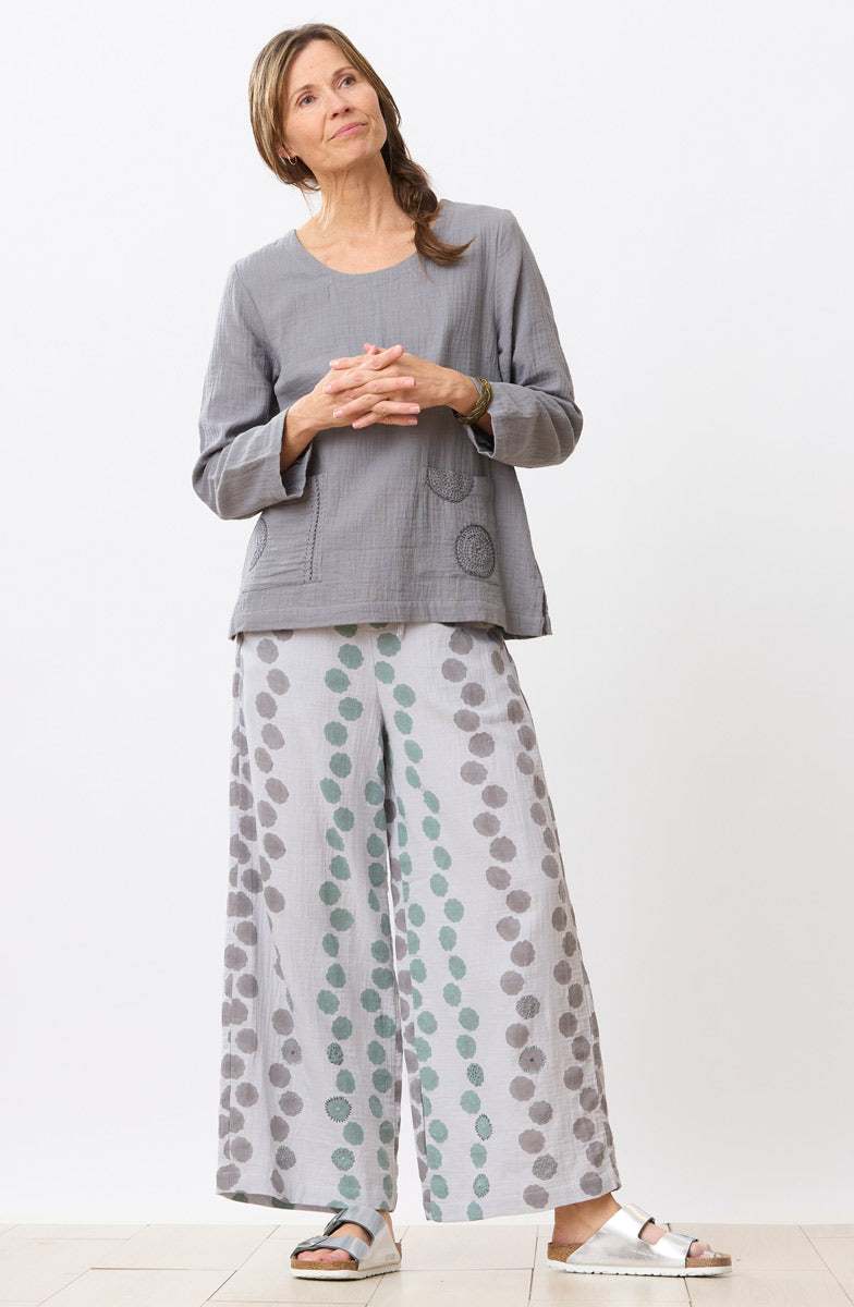 Sangli Double Gauze Wide-Leg Pant - Storm/Multi