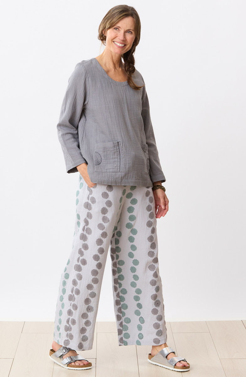 Sangli Double Gauze Wide-Leg Pant - Storm/Multi