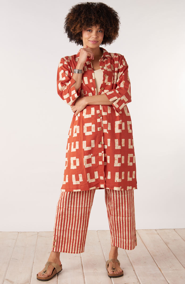 Kesari Pull-On Crop Pant - Fire red/Straw