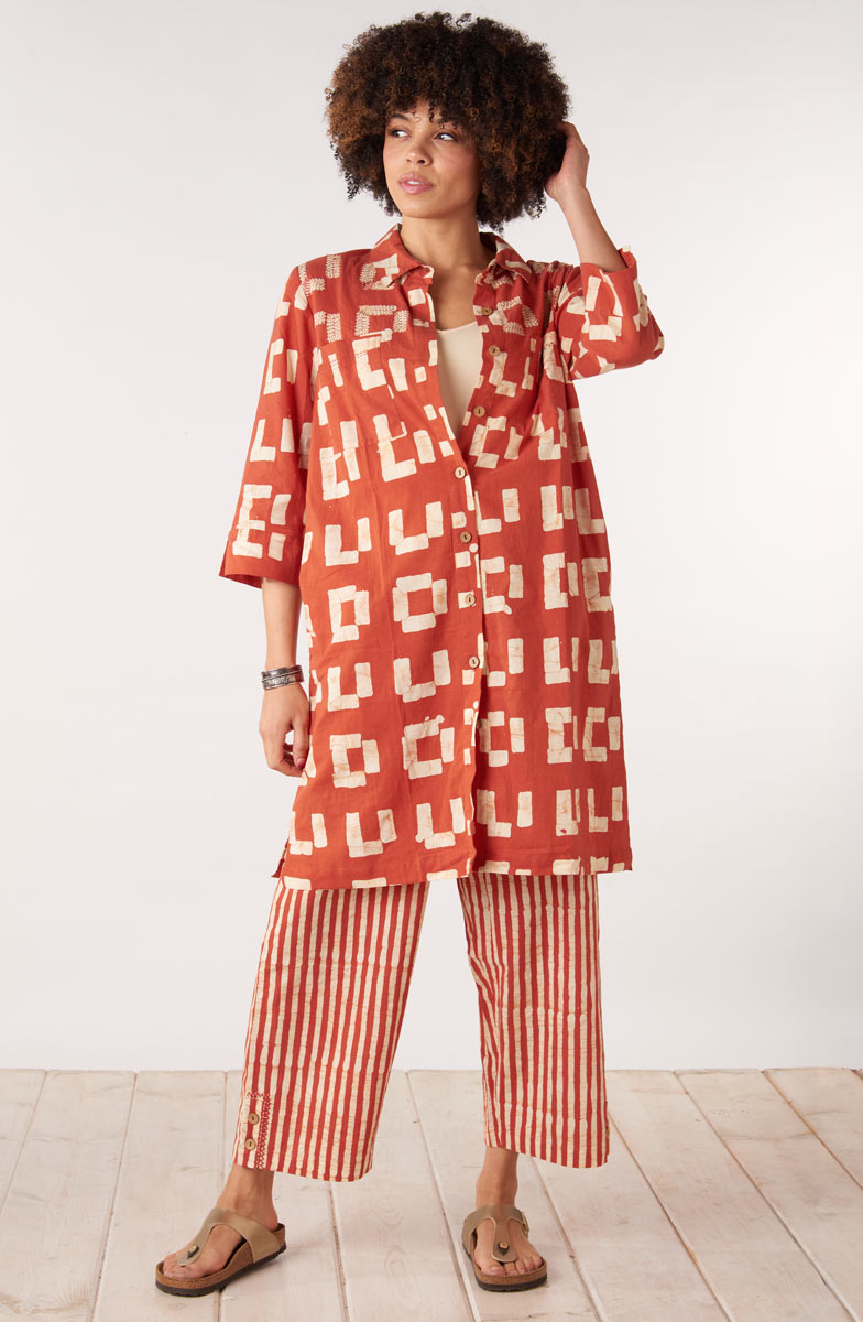 Kesari Pull-On Crop Pant - Fire red/Straw