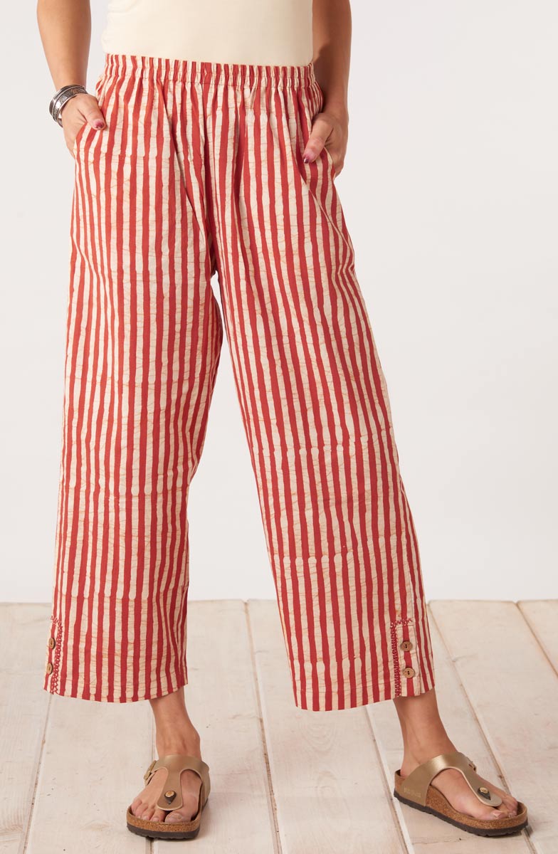 Kesari Pull-On Crop Pant - Fire red/Straw