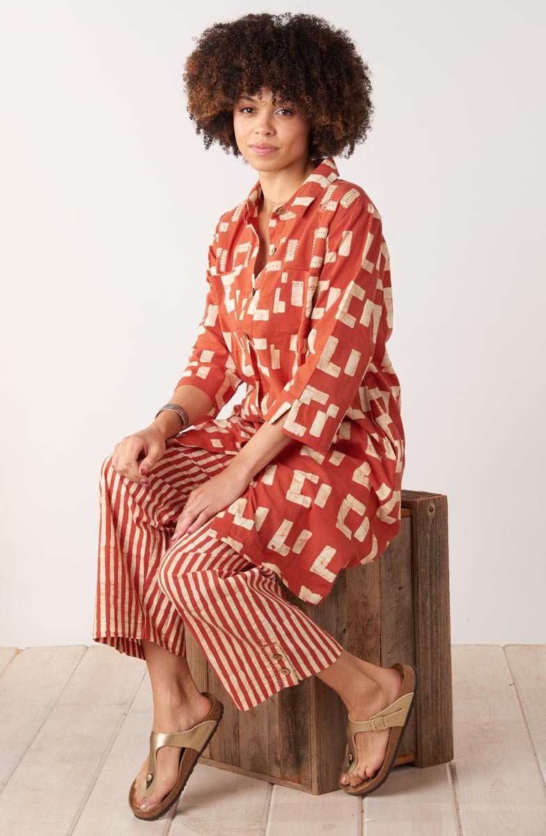Kesari Pull-On Crop Pant - Fire red/Straw