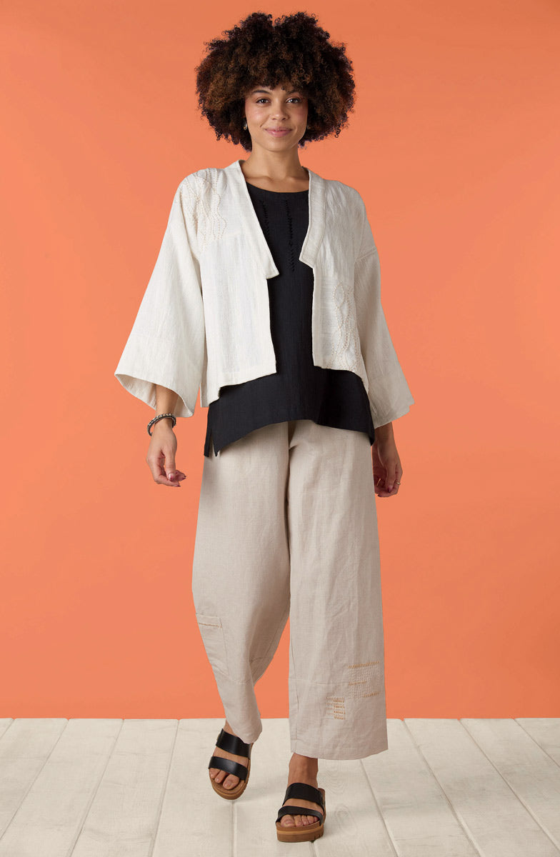 Rajkot Linen Cotton Straight Leg Pant - Flax