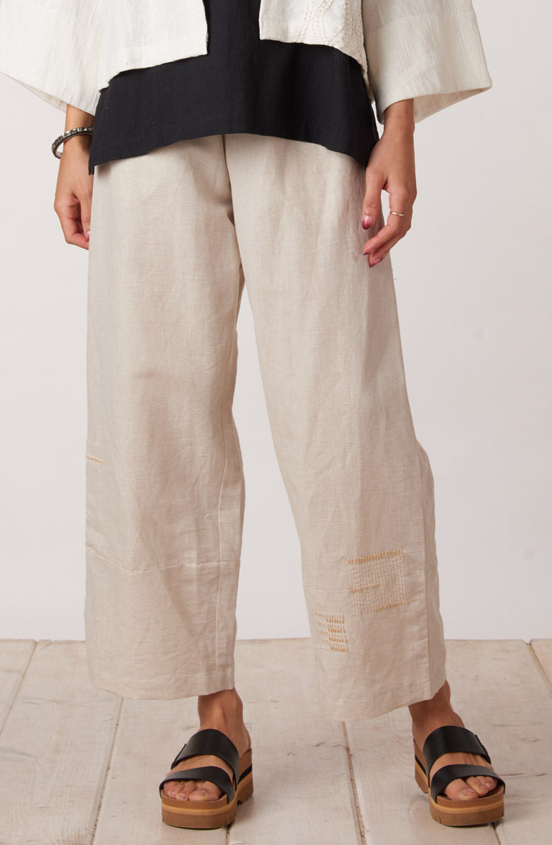 Rajkot Linen Cotton Straight Leg Pant - Flax