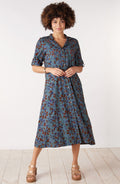 Anisha Resort Collar Fit and Flair Shirtdress - Blue/Multi