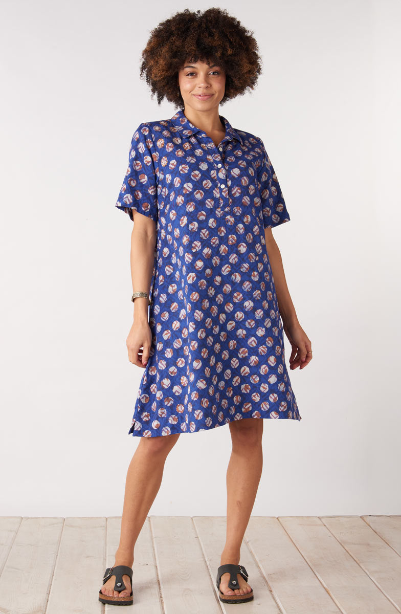 Nirali Pullover A-line Shirtdress - Cobalt/Multi