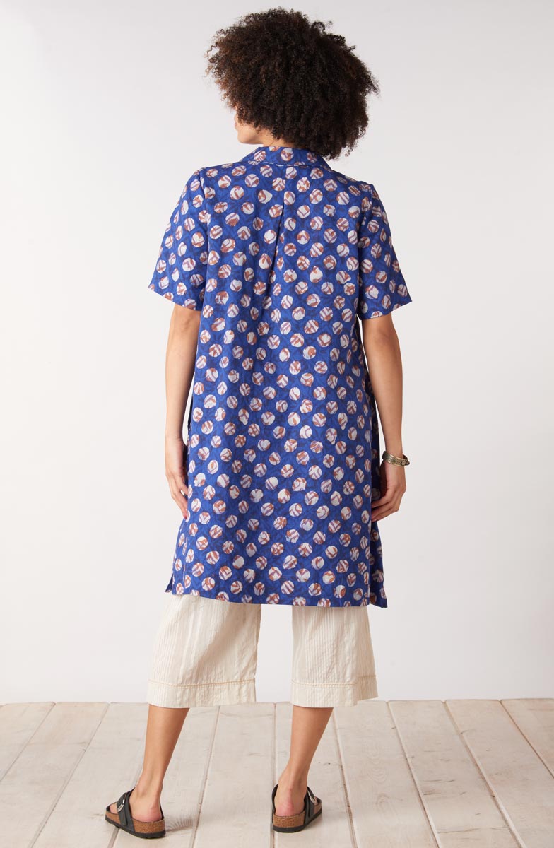 Nirali Pullover A-line Shirtdress - Cobalt/Multi
