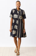 Deepali Short-Sleeve A-line Shirtdress - Black/Natural