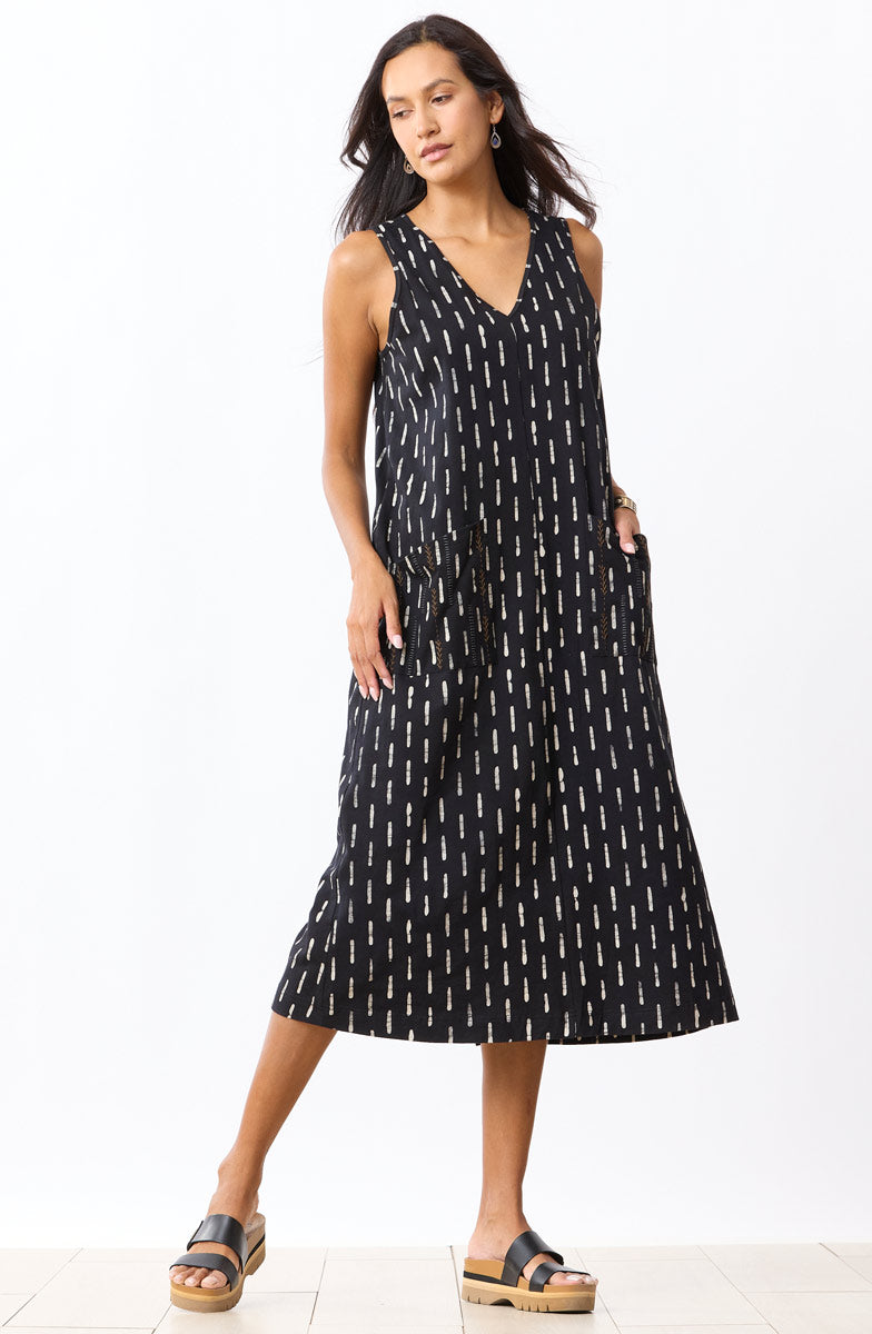 Seema Jersey V-Neck Long Tank Dress - Black