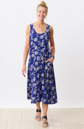 Supriya Jersey A-line Midi Tank Dress - Cobalt/Multi