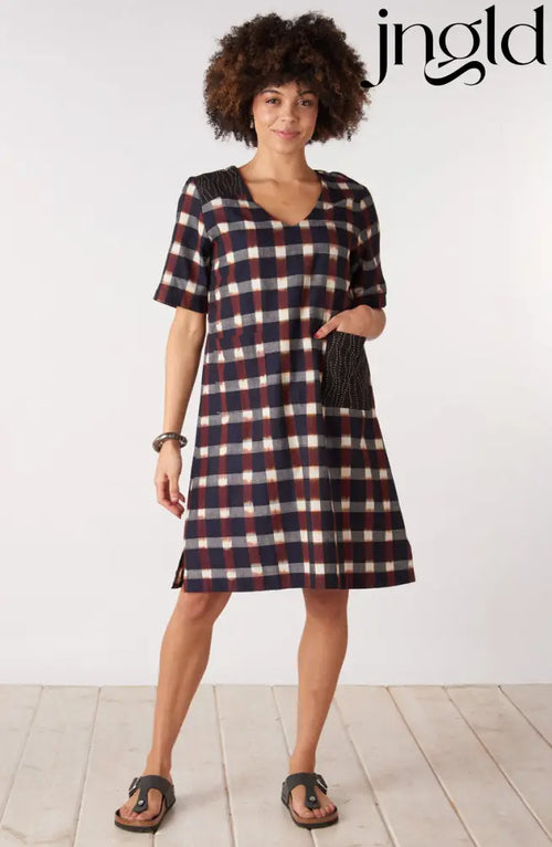 Aloka Ikat V-Neck Knee-Length Dress - Black/Multi - Black/Multi / PS (6-8)