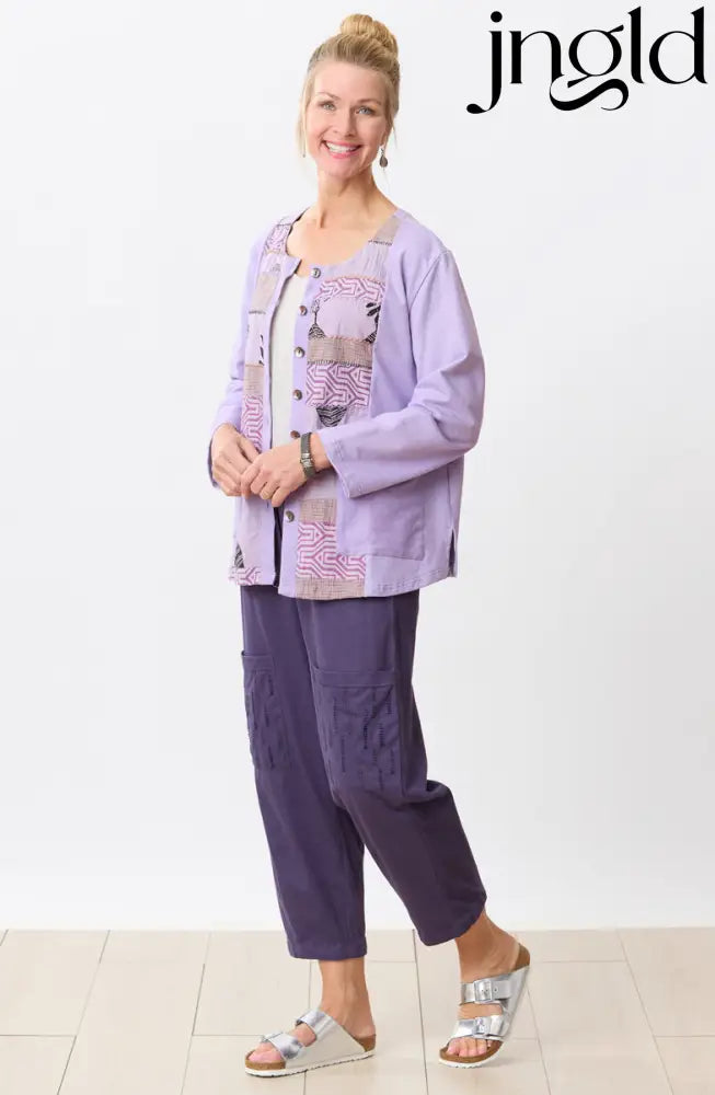 Kabini Upcycled Patchwork Cardigan- Heirloom purple/Chindi