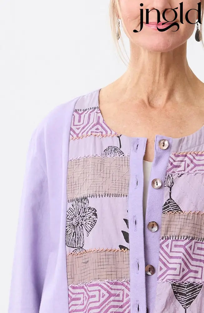 Kabini Upcycled Patchwork Cardigan- Heirloom purple/Chindi