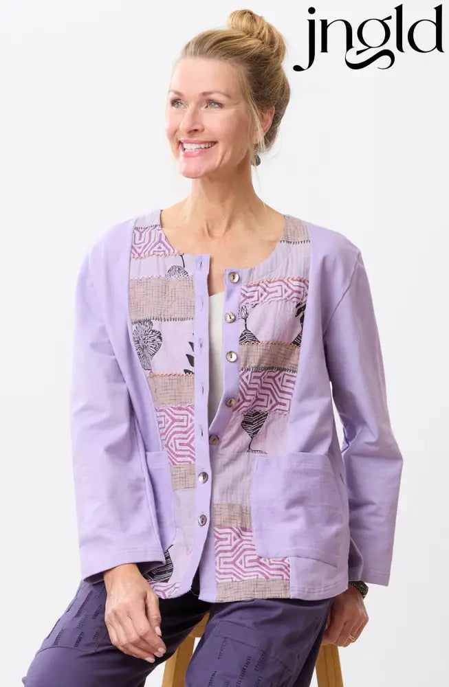 Kabini Upcycled Patchwork Cardigan- Heirloom purple/Chindi