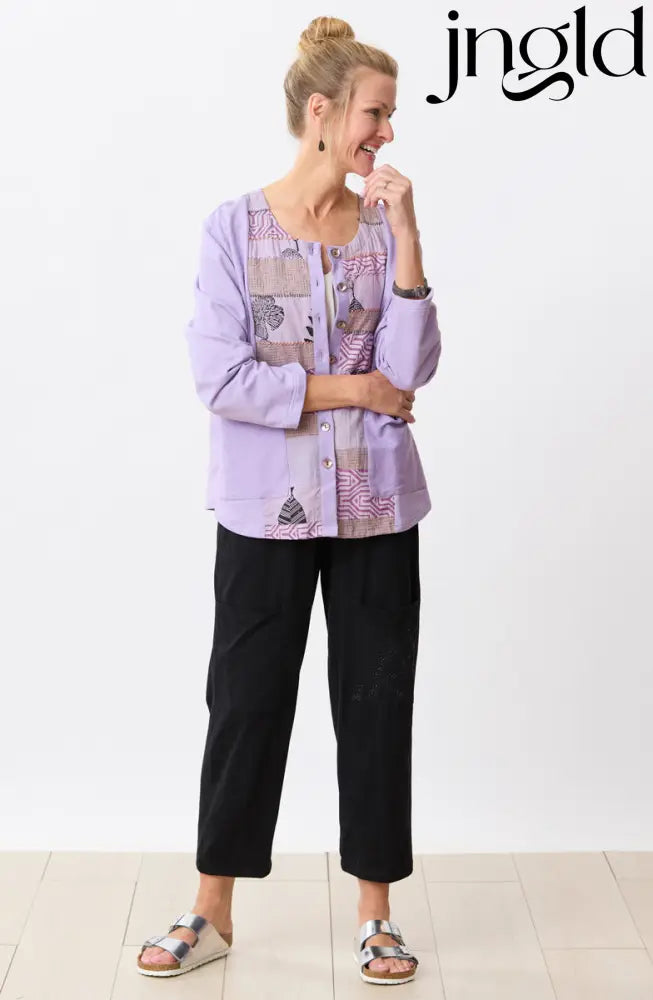 Kabini Upcycled Patchwork Cardigan- Heirloom purple/Chindi
