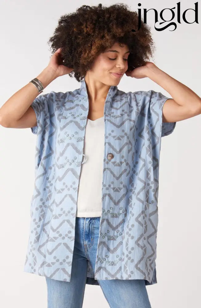 Kanai Cotton Double Gauze Jacket - Cloud blue