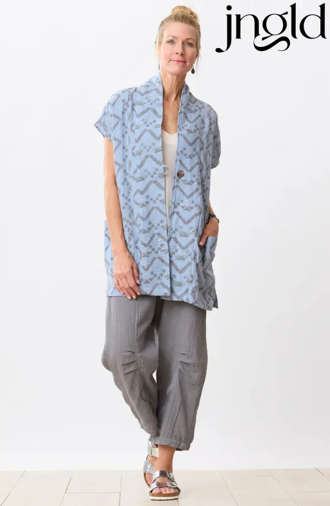 Kanai Cotton Double Gauze Jacket - Cloud blue