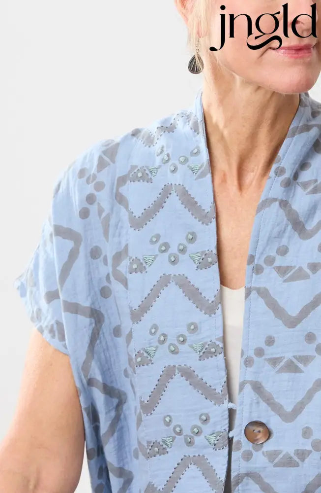 Kanai Cotton Double Gauze Jacket - Cloud blue