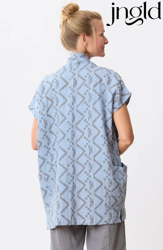 Kanai Cotton Double Gauze Jacket - Cloud blue