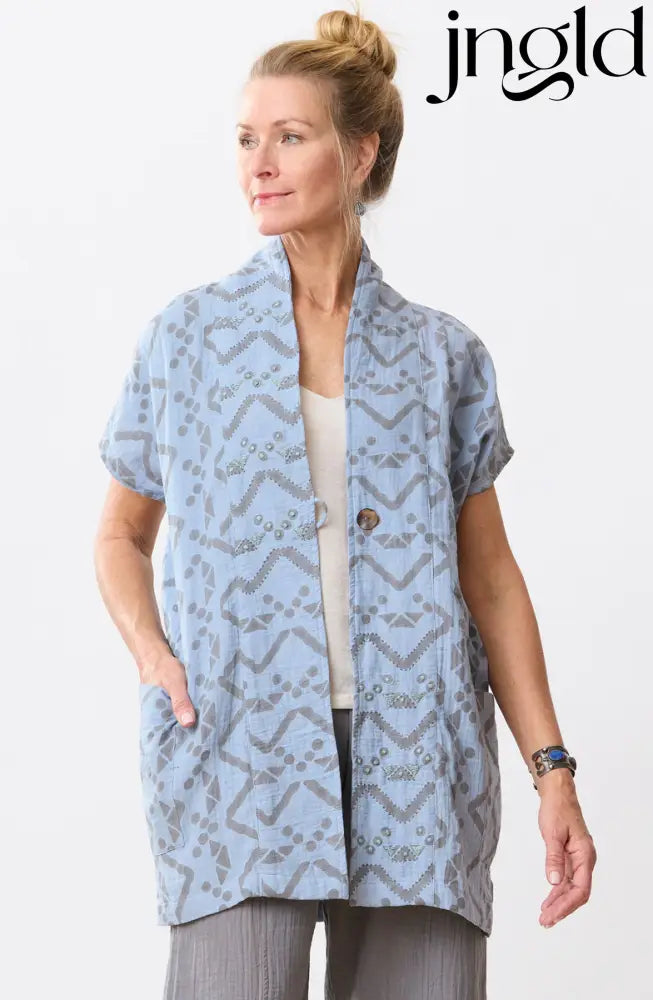 Kanai Cotton Double Gauze Jacket - Cloud blue - Cloud blue / S (6-8)