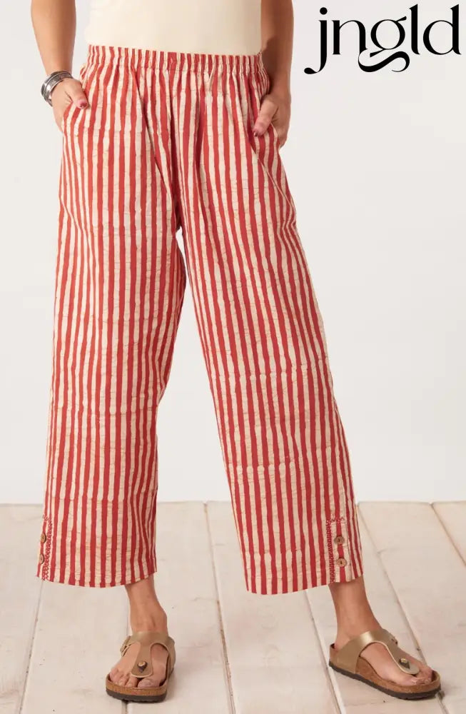 Kesari Pull-On Crop Pant - Fire red/Straw