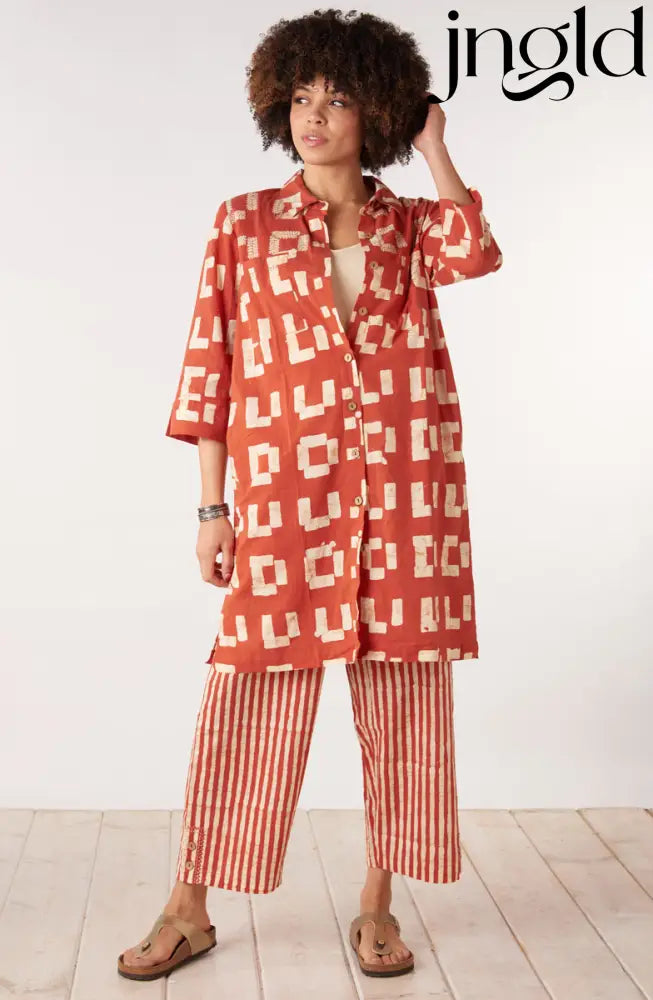 Kesari Pull-On Crop Pant - Fire red/Straw