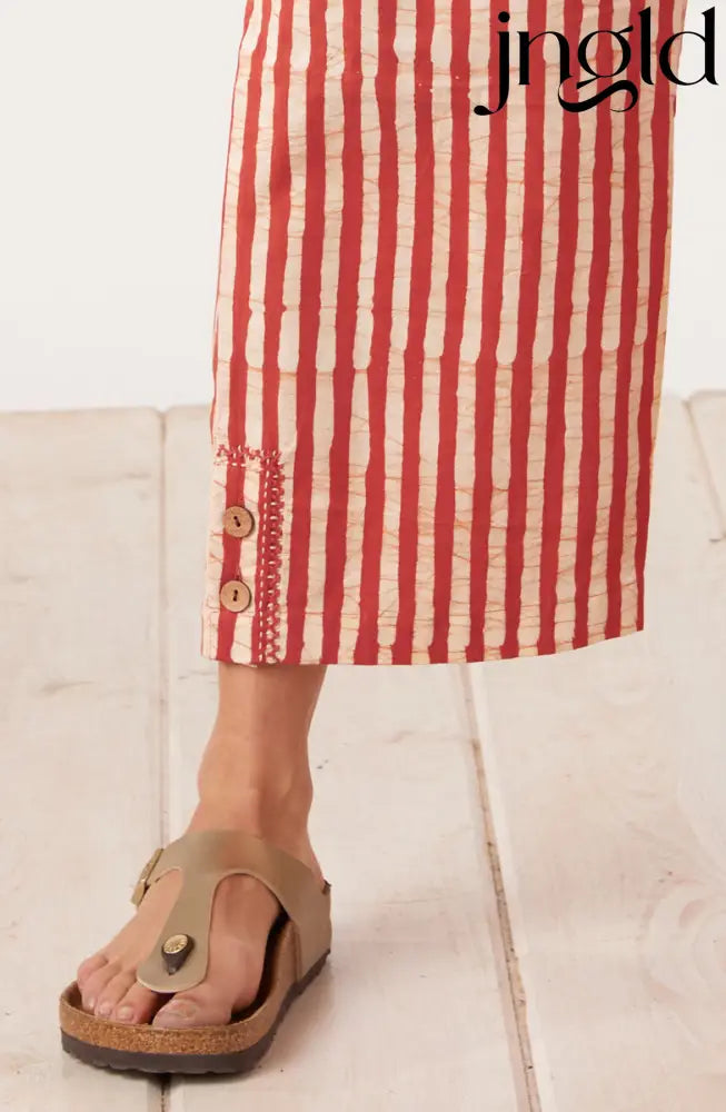 Kesari Pull-On Crop Pant - Fire red/Straw
