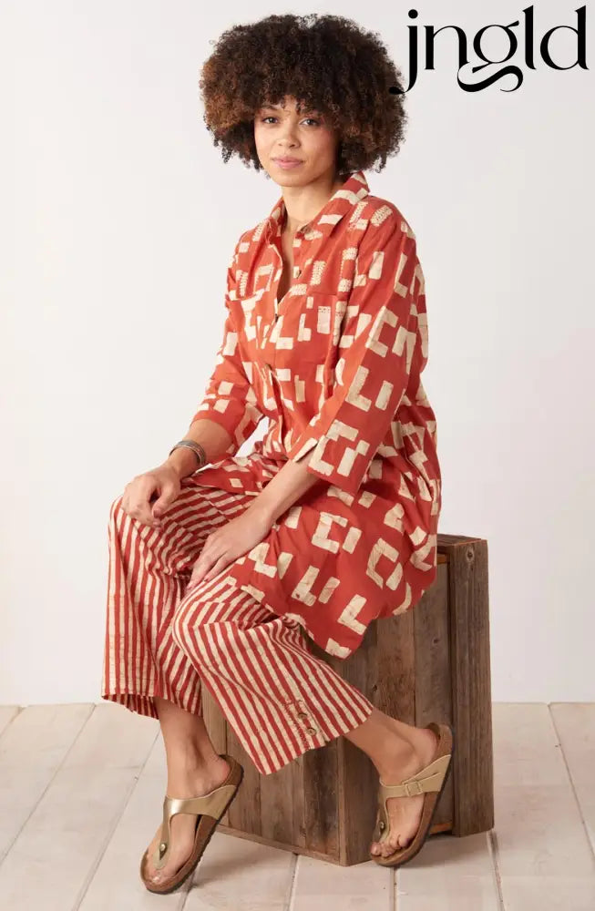 Kesari Pull-On Crop Pant - Fire red/Straw