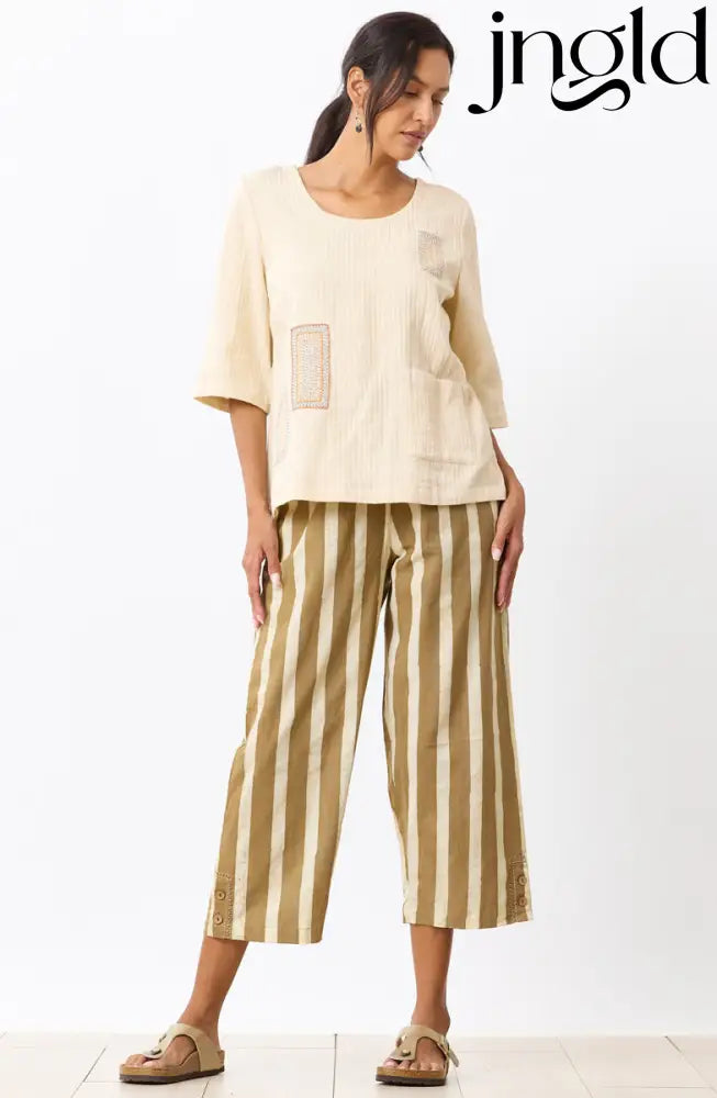 Kesari Pull-On Crop Pant - Straw