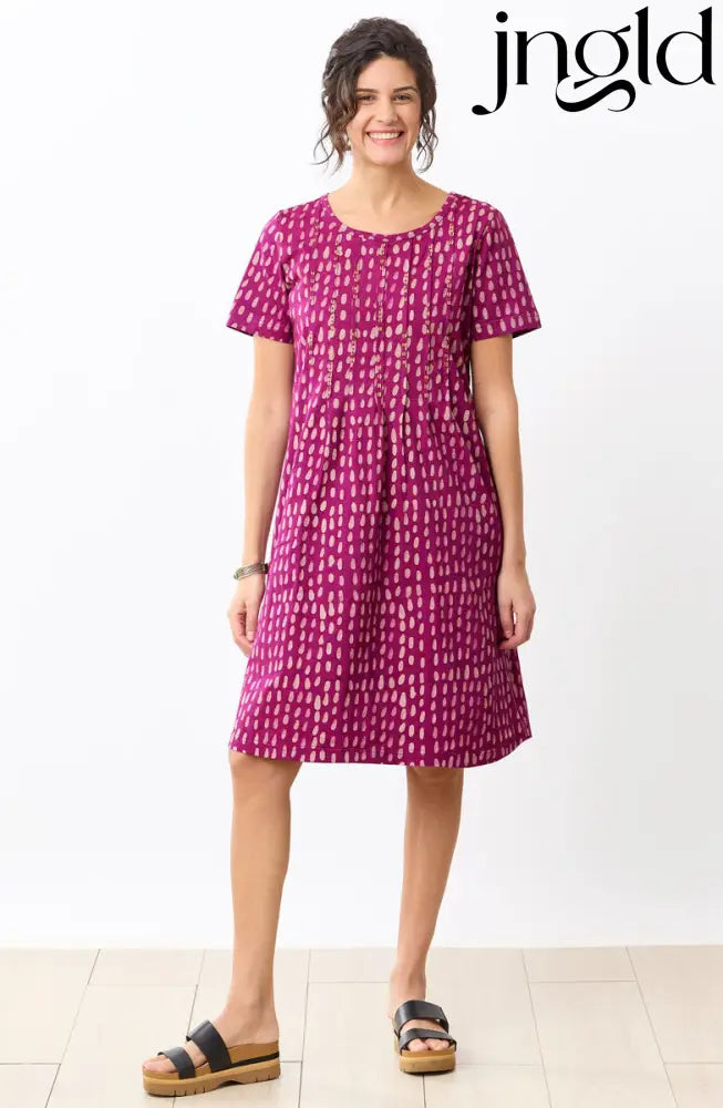 Naina Batik Print Scoop-Neck Cotton Jersey Dress - Phlox purple - Phlox purple / PS (6-8)