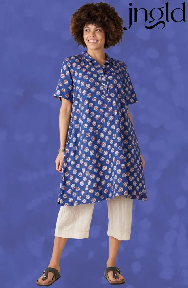 Nirali Pullover A-line Shirtdress - Cobalt/Multi