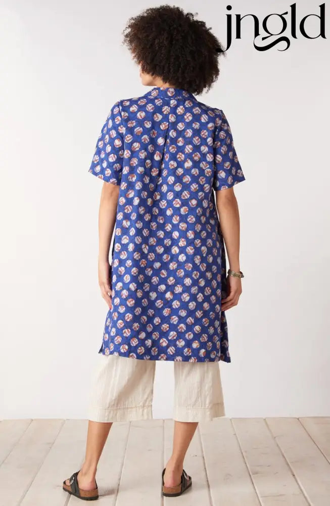 Nirali Pullover A-line Shirtdress - Cobalt/Multi