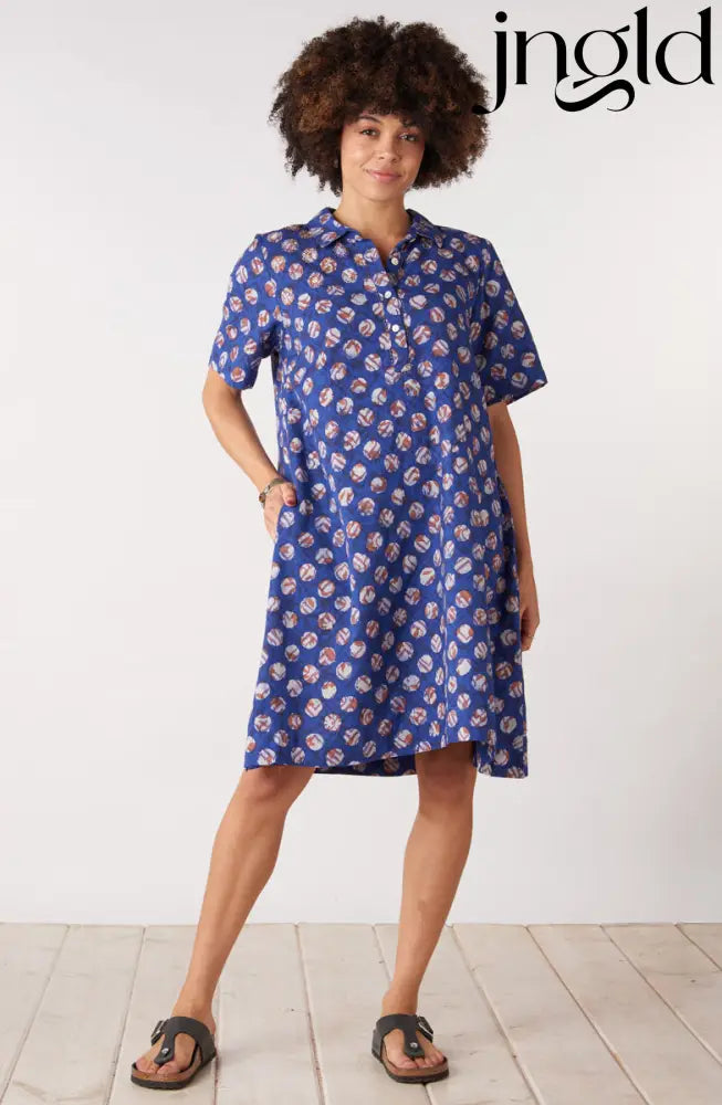 Nirali Pullover A-line Shirtdress - Cobalt/Multi
