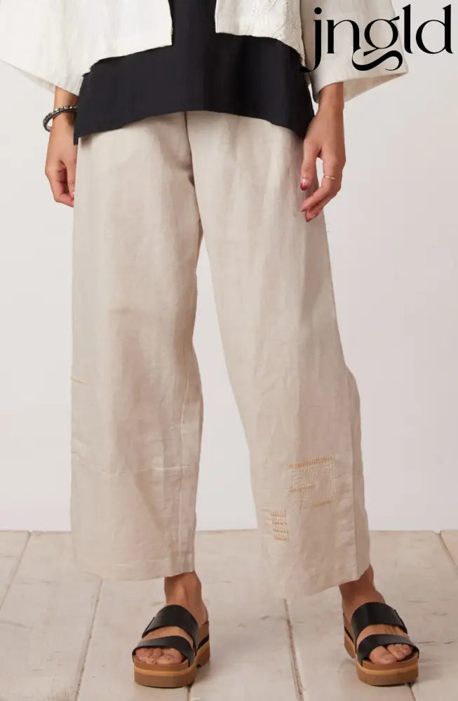 Rajkot Linen Cotton Straight Leg Pant - Flax