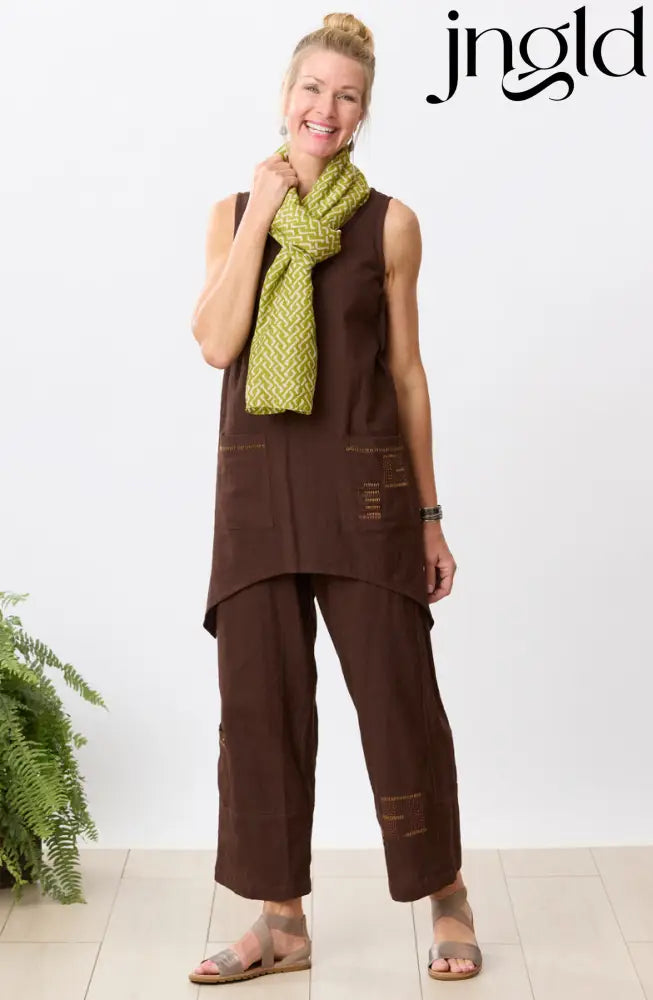 Rajkot Slub Cotton Straight Leg Pant - Ebony / S (6-8)
