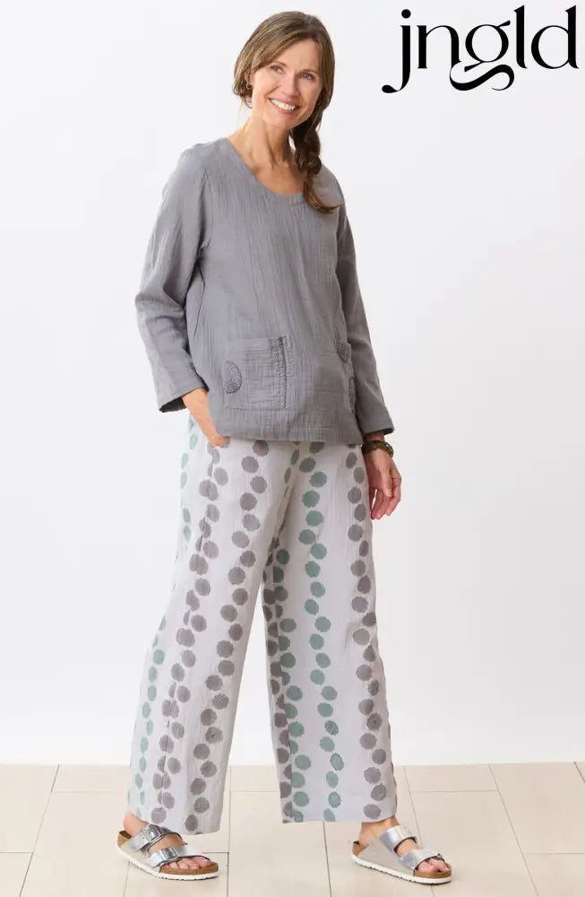 Sangli Double Gauze Wide-Leg Pant - Storm/Multi