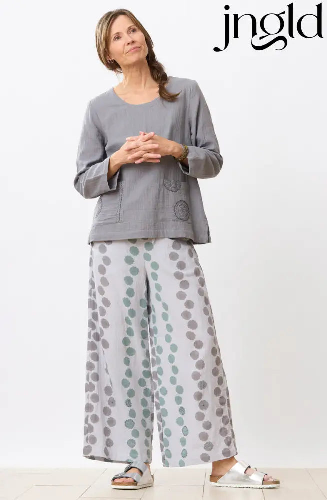 Sangli Double Gauze Wide-Leg Pant - Storm/Multi