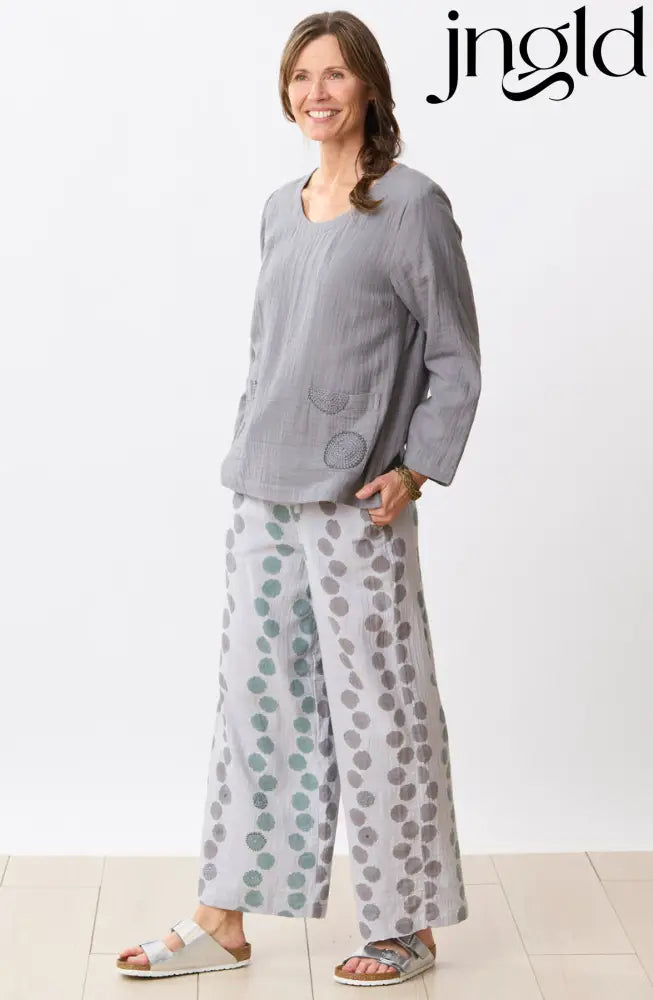 Sangli Double Gauze Wide-Leg Pant - Storm/Multi - Storm/Multi / S (6-8)