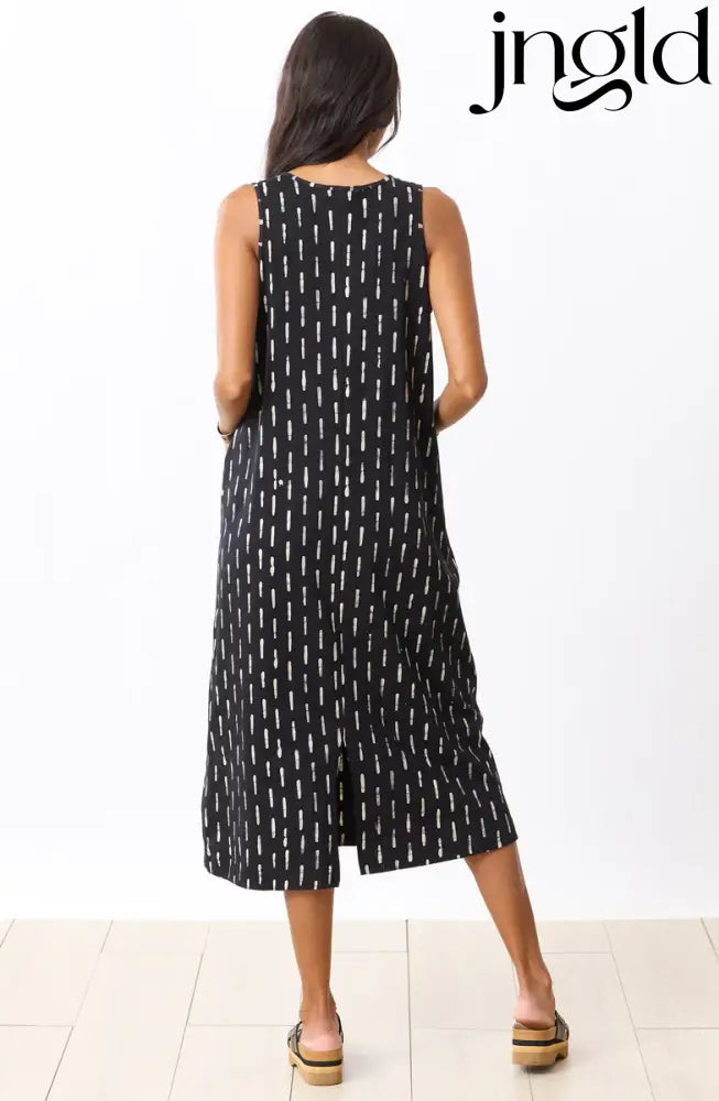 Seema Jersey V-Neck Long Tank Dress - Black
