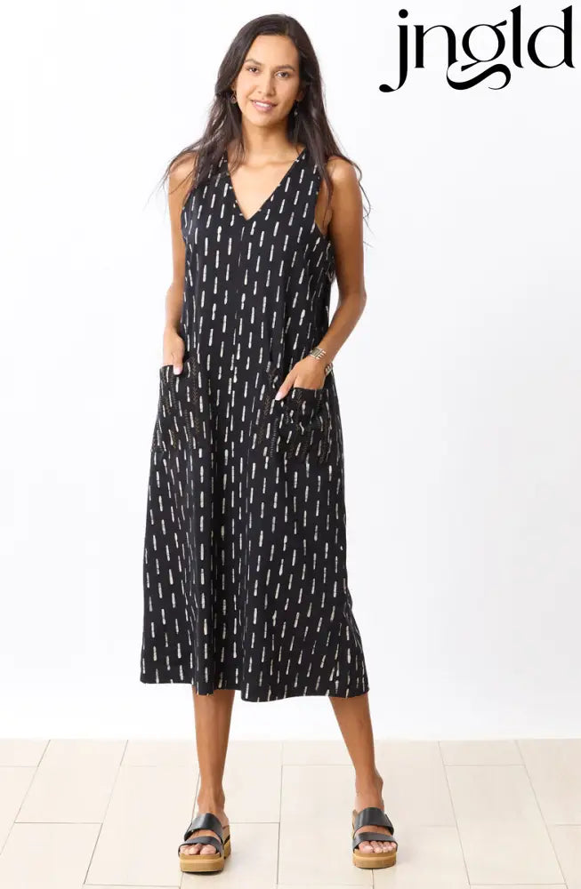 Seema Jersey V-Neck Long Tank Dress - Black