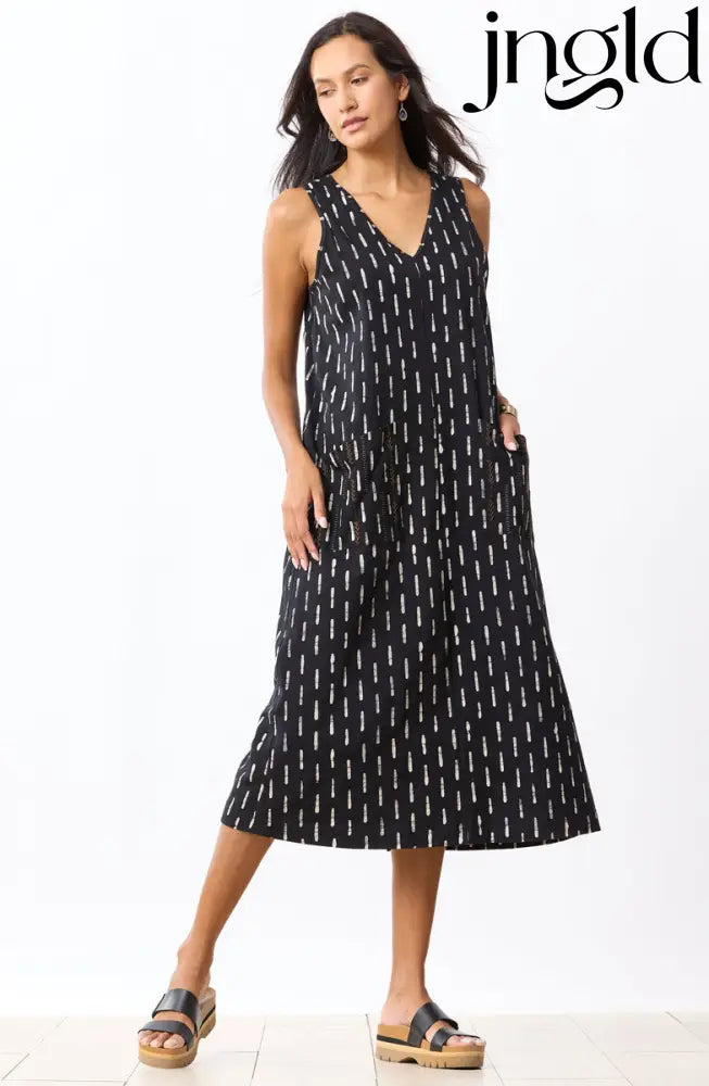 Seema Jersey V-Neck Long Tank Dress - Black