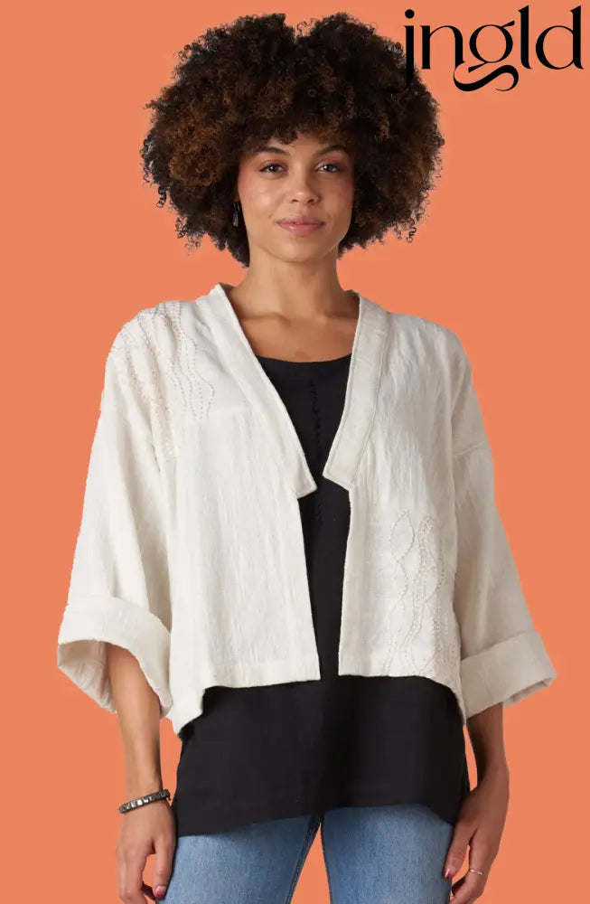 Sikkim Unstructured Boxy Jacket - Soft white