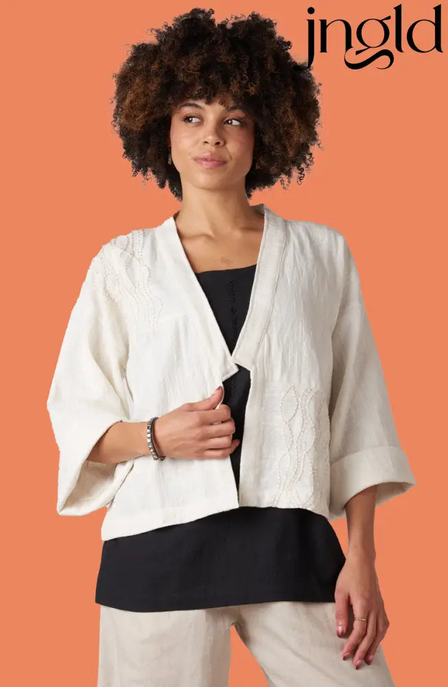 Sikkim Unstructured Boxy Jacket - Soft white - Soft white / S-M