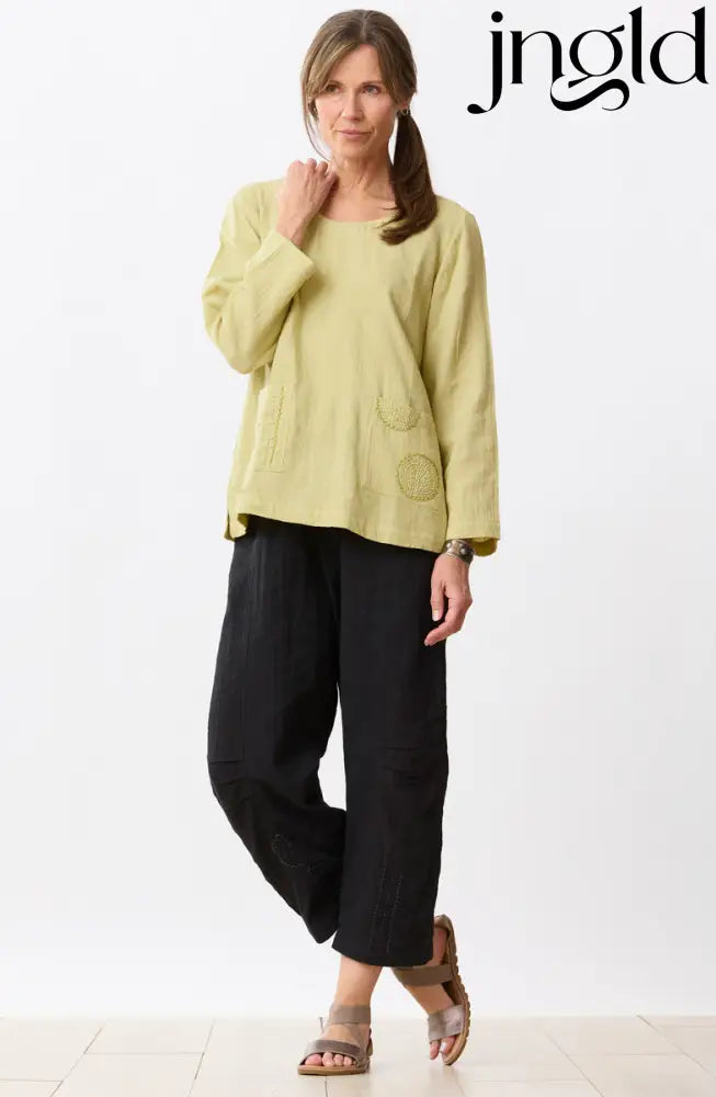 Subhi Double Gauze Tapered-Leg Pant - Black / S (6-8)