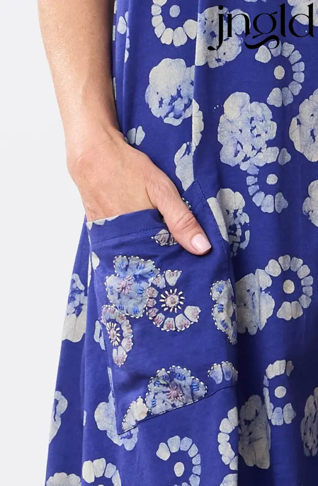 Supriya Jersey A-line Midi Tank Dress - Cobalt/Multi